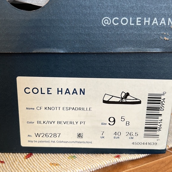 NIB Cole Haan | Black & Ivy Beverly Cloudfeel Knott Leather Espadrilles … - Picture 10 of 10